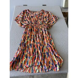 Jessica Rose Dress Womens 18 Multicolor Geometric Smocked Fit & Flare Sundress